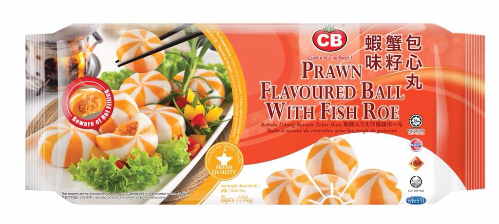 CB Prawn Flavoured Ball with Fish Roe 21pcs± (500G) CB 虾味蟹仔包心丸 21个± (500克)